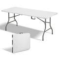 Table pliante 180 x 74 x 74 cm,TEENO table pliante d'extérieur avec verrou de sécurité,poignée de transport,table de jardin pliante(Blanc)