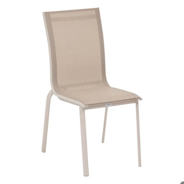 Chaise de jardin empilable Axant lin  argile en aluminium traité époxy - Hespéride(Beige lin)