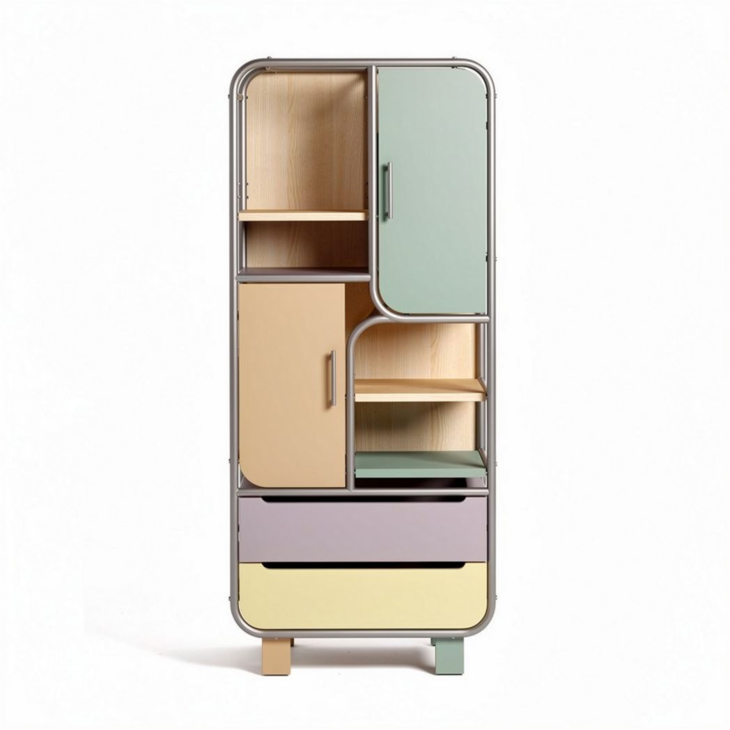 Armoire de rangement en bois multicolore dimensions 150 x 70 x 40cm