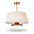 Suspension en tissu beige avec finition en bois et métal 30 x 30 x 20cm