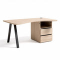 Bureau en bois clair avec rangements et pieds en métal noir 150 x 70 x 75cm