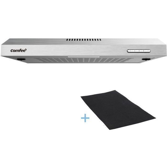 Hotte Aspirante Casquette Visière- 60cm Comfee - 3 Vitesses - Évacuation  Recyclage - LED Lampe - Filtre En Coton Argent - En Inox(Gris)