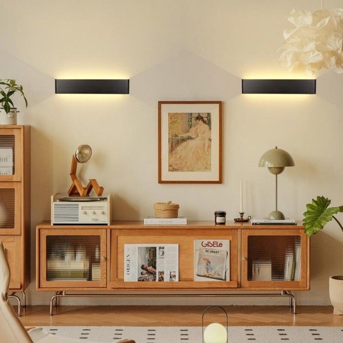 Applique murale - SMOTOP (lot de 2) - Noir - LED 6W - 24 cm(Noir/12 W - Blanc chaud/A - 1 pcs)