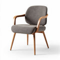 Chaise en tissu gris avec accoudoirs en bois 60 x 60 x 80cm