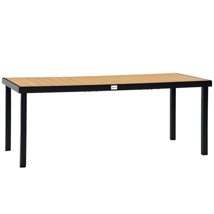 Outsunny - Table de jardin - Aluminium - 190x90x74cm - Bois naturel(Bois naturel/190 x 90 x 74 cm)
