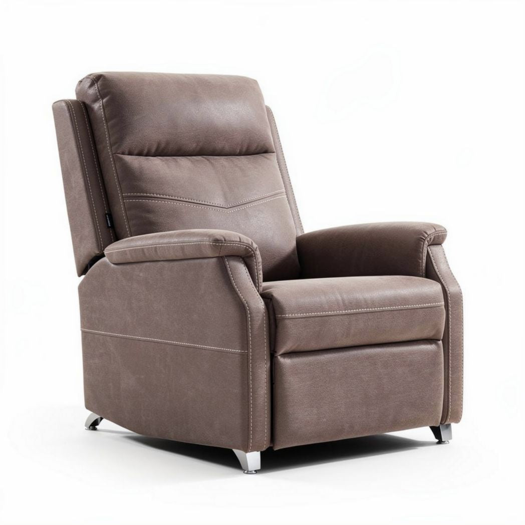 Fauteuil inclinable en simili cuir brun 90 x 85 x 100cm pour salon