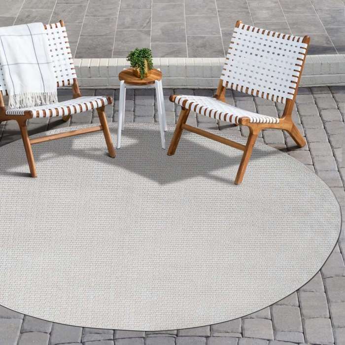 Tapis d'extérieur/intérieur aspect jute blanc D160(Blanc/120 x 120 cm/RECTANGULAIRE)