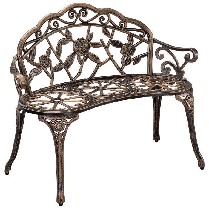 Banc de jardin alliage fonte - résistante á 2-siège rond du métal en désign ancien - - banquette - banc de jardin en fer(Bronze)