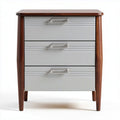 Commode en bois avec trois tiroirs gris et poignées métalliques 40 x 40 x 60cm