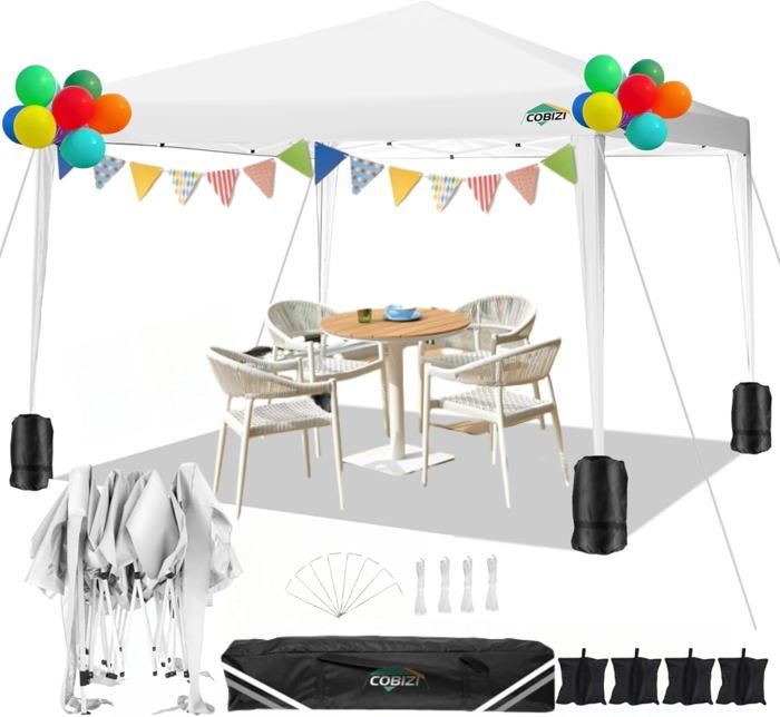 Tonnelle de Jardin Pliante 3x3m, Tente de Réception étanche et Protection UV, Chapiteau/Pavillon 3 Hauteur réglable - Blanc(Blanc/3 x 3 m)