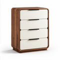 Meuble de rangement en bois avec quatre tiroirs blanc et finition chêne 80 x 40 x 100cm