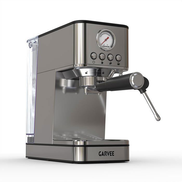 Machine à Expresso à Porte-filtre 20 Bars, Machine à café en Acier Inoxydable, Réservoir 1,7 L, Chauffe Rapide, Mousseur à Lait(Argenté/1)