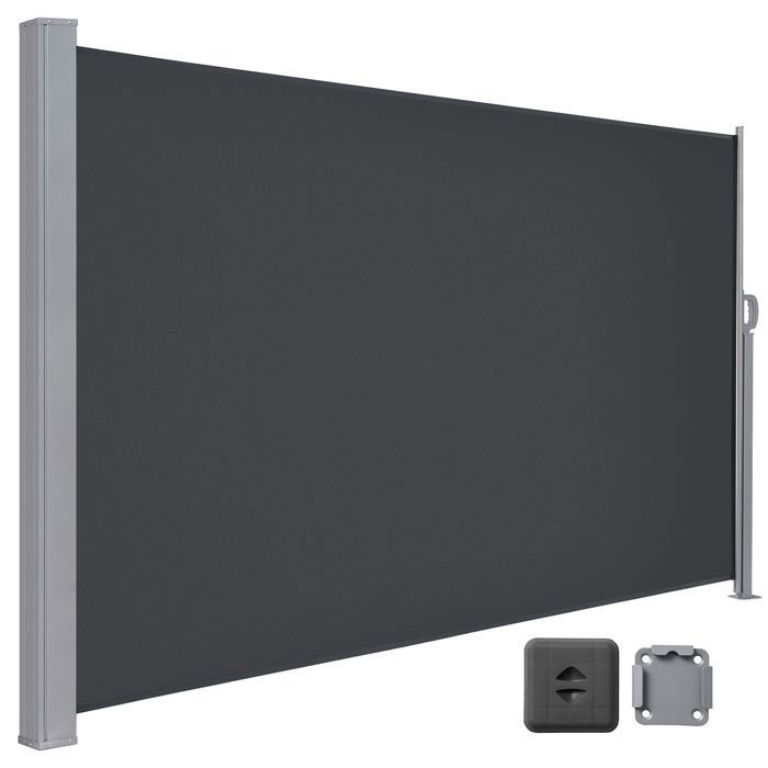 Store Latéral 200 x 300 cm, Brise-Vue Rétractable, Auvent extérieur, Résistant aux Intempéries, Gris Anthracite(Noir Anthracite/160 x 400 cm)