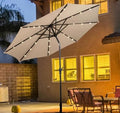 Parasol de Jardin Déporté Inclinable COSTWAY - Beige - Dia.3x2,5M - Structure en Métal Robuste - Anti-UV(Beige/Diamètre : 300 cm/24 LED)