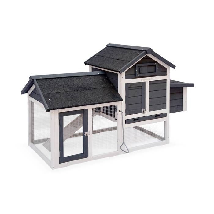Poulailler en bois anthracite GALINETTE. 3 poules. cage à poule avec enclos(Anthracite)