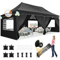 Tonnelle Pliante 3x6 Barnum Pavillon de Jardin impermeable avec 6 Côtés pour fête, Jardin, Festival, marché, Mariage - Noir(3 x 3 avec 4 parois/Blanc)