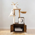 HOOBRO Arbre à Chat avec Maison de Litière pour Chat, Maison pour Chat en Bois avec Tour à Chat, Mobilier d'Intérieur pour Chat(Marron/56 x 48 x 112 cm)