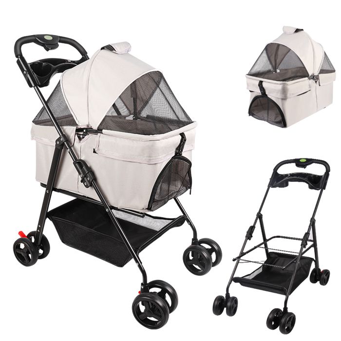 Amiremplie  POUSSETTE POUR ANIMAUX 50*65*99cm Poussette pour animaux de compagnie (détachable) Gris(Gris)
