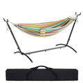 Mondeer Hamac sur Pied Double avec Support,Cadre Robuste Réglable 6Positions,Charge Max 270kg pour Jardin/Camping/Voyage,Multicolore(Multicolore)