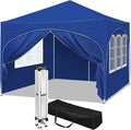 WOLTU Tonnelle de Jardin, Pergola Pliante 3x3m avec 4 Parois Latérales, Hauteur Réglable, Imperméable, Protection de UV, Bleu(Beige)