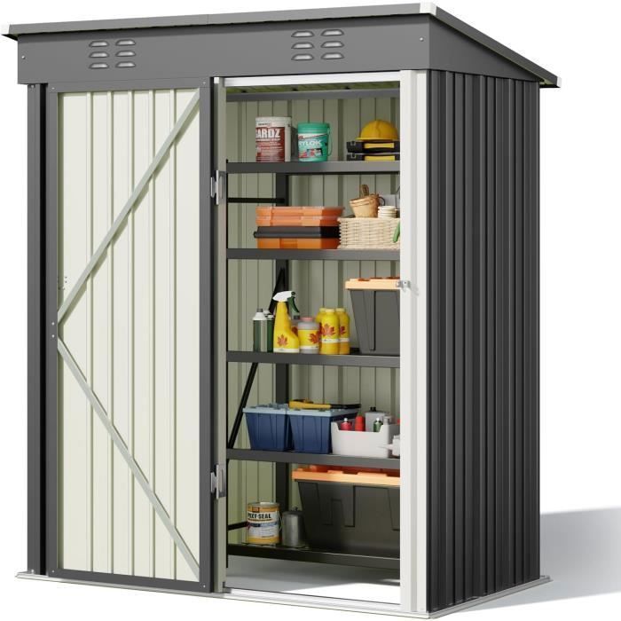 Abri de jardin - BEALIFE - BEALIFE 162x94x182 cm - Acier galvanisé - Porte verrouillable - Étanche anti-UV(Gris)