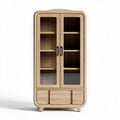 Armoire en bois clair avec portes vitrées et tiroir dimensions 80 x 40 x 180cm