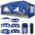 Tonnelle Tente 3x6m Pliant Tonnelle de Jardin, étanche Pavillon Tente de réception pour Exterieur,Bleu foncé(Blanc)