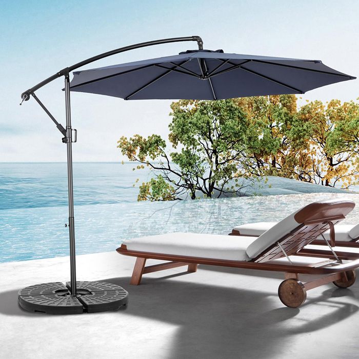 Parasol - Gutent - Double face - Rectangulaire - Mât déporté - Bleu marine(Bleu)
