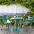 Table de jardin carrée Phuket bleu canard 2 places en acier traité époxy - Hespéride(Bleu canard)