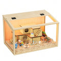 Cage à hamster - BingoPaw - Cage pour rongeurs avec couvercle ouvrable, fenêtre en Verre Trempé - 60x40x40cm - Bois Naturel(60 x 40 x 40 cm)