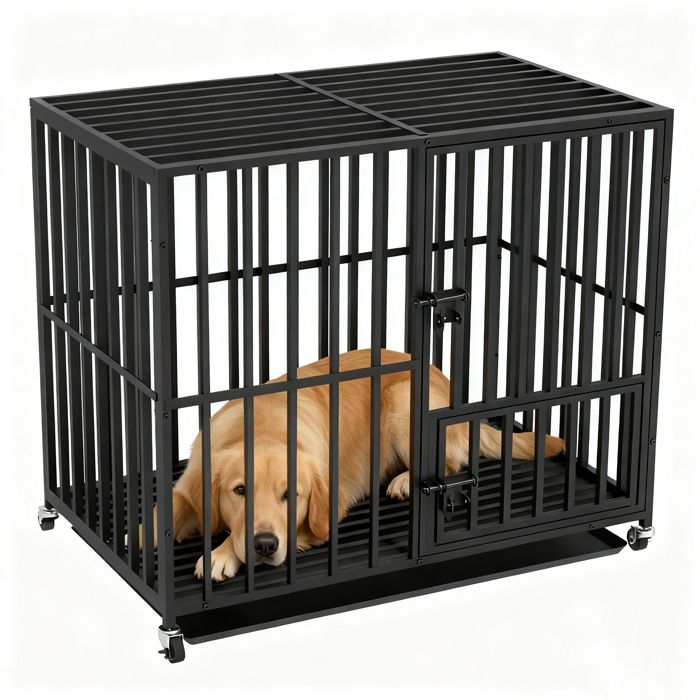 Cage pour Grand Chien Interieur Caisse de Transport Chien Grande Taille 95x58.5x82.5cm(107 x 77)