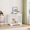 81cm Cage pour Chiens,Niche Moderne pour Chiens, Cage pour Chiots, Maisonnette pour Animaux, 2 Portes, 55 x 81 x 67,5 cm, Blanc(Blanc)
