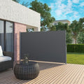 Paravent rétractable - SONGMICS - 180 x 350 cm - Brise-vue protection vie privée - Gris anthracite GSA185G02(Gris anthracite/180 x 350 cm/Acier)