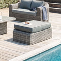 Pouf de jardin Mooréa terre d'ombre en aluminium traité époxy et résine tressée - Hespéride(Marron)