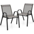 COSTWAY Lot de 2 Chaises de Jardin Empilables en Textilène  Acier - Charge 150 kg - Fauteuil de Jardin pour Terrasse Balcon Piscine(Gris/Lot de 1/Style 1)