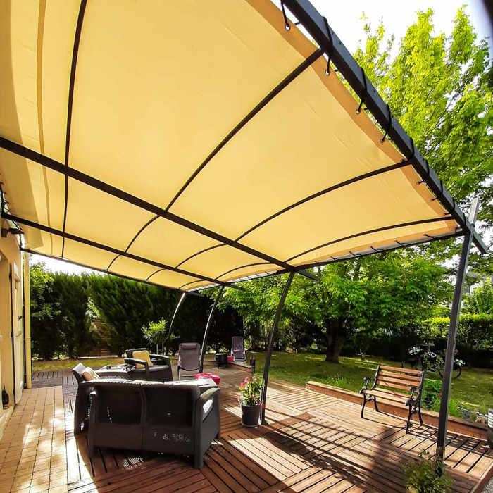 TECPLAST Toile Pergola Ivoire 3,5x3,5 m XP640PR Garantie 10 ans - Bâche Pergola ou Tonnelle étanche en PVC - Made in France(Blanc/2 x 2 m)