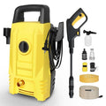 Nettoyeur Haute Pression, Pression max. 110 bar, Débit max. 360 l/h, avec Flexible 10m et Pistolet Haute Pression, 1400W(CJ01-Jaune)