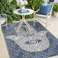 Tapis extérieur, kilim reversible 160x230 LYN2 L REVERSIBLE bleu et beige(120 x 170 cm)