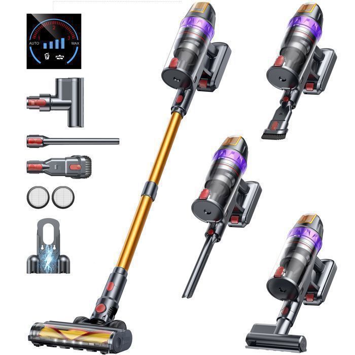 BUTURE VC90 Aspirateur Balai sans Fil – 65 kPa/600W/60 min – SmartSpeed– Charge rapide –Batterie amovible- Idéal sols durs  tapis(Premium/48 kPa)