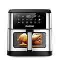 DEIME Friteuse à air sans huile 10L, Air Fryer 1800 W avec 10 Préprogrammes, Écran Tactile LED, Fenêtre Transparente(Argenté et noir/Capacité : 10L)