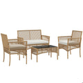 Outsunny - Ensemble de salon de jardin - résine tressée - 100x56x80cm - Bois naturel(Beige)