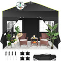 Tonnelle de Jardin Exterieur ImperméAble Tente De Reception Avec 4 Panneaux LatéRaux,Uv 50+ -Noir(Blanc)