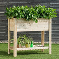 GOPLUS Jardinière Surélevée Rectangulaire en Bois,Lit de Surélevée pour Légumes,Herbes,Fleurs,Carré Potager sur Pieds,91,5x40,5x80,5(Bois/Hauteur : 105 cm)