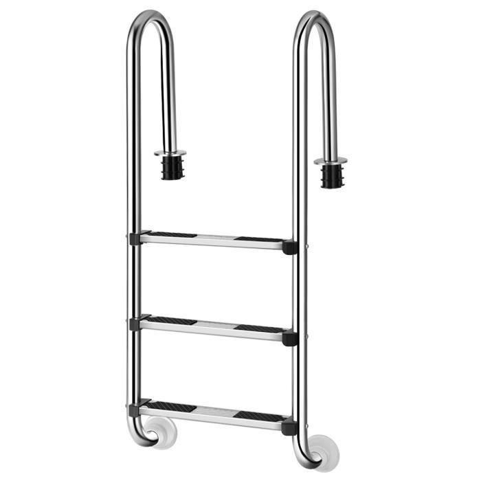 COSTWAY Échelle de Piscine à 3 Marches en Acier Inoxydable Revêtement en Caoutchouc Anti-dérapant sur les Echelons (200 kg Max)(Échelle de piscine/40)