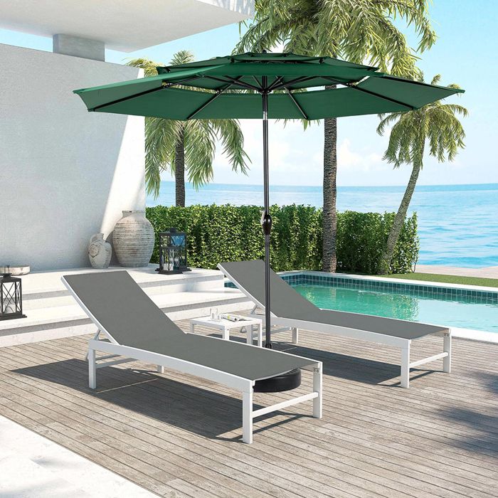 Parasol rectangulaire 294x294 cm GUTENT vert foncé – manivelle, toile polyester imperméable, structure acier(Bleu)