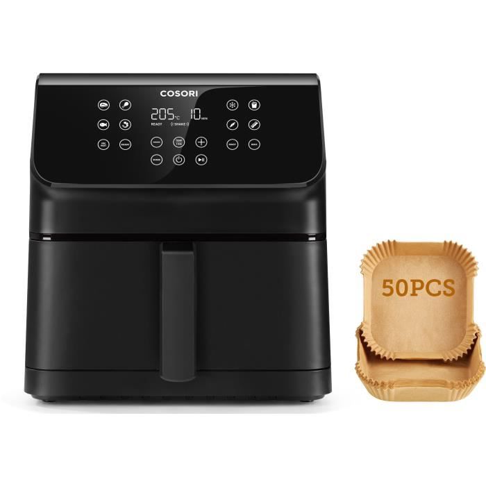 Friteuse sans huile COSORI - Premium II Chef Edition - Capacité 6,2L - 12 programmes - Pack 50 papiers cuisson - 1700W - Noir(Noir)