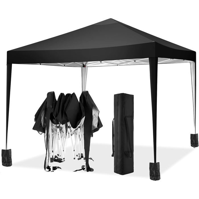 Tonnelle Pop-up étanche Pliable 3 x 3 m - 3 x 3 m - Tonnelle de Jardin Pliante-Noir(Blanc)