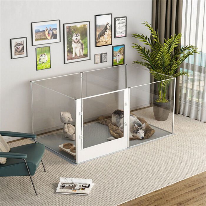 Parc pour Petits Animaux Enclos Lapin Intérieur Rongeur Chiot Cochon d'Inde - 6 Panneaux - 124x63x40cm(124 x 63 x 40 cm)