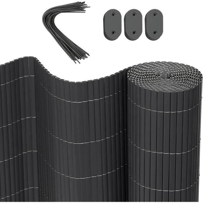 WOLTU Canisse PVC pour jardin balcon terrasse. Balcon clôture brise-vent. Stores Balcon. Brise vue 500x160cm. Gris(300 x 100 cm)