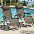CASABEL lot de 2 chaises pliantes Zéro Gravité taupe, fauteuils extérieurs inclinables et confortables en Acier et toile Textilene(Taupe/Sans coussin/A l'unité)